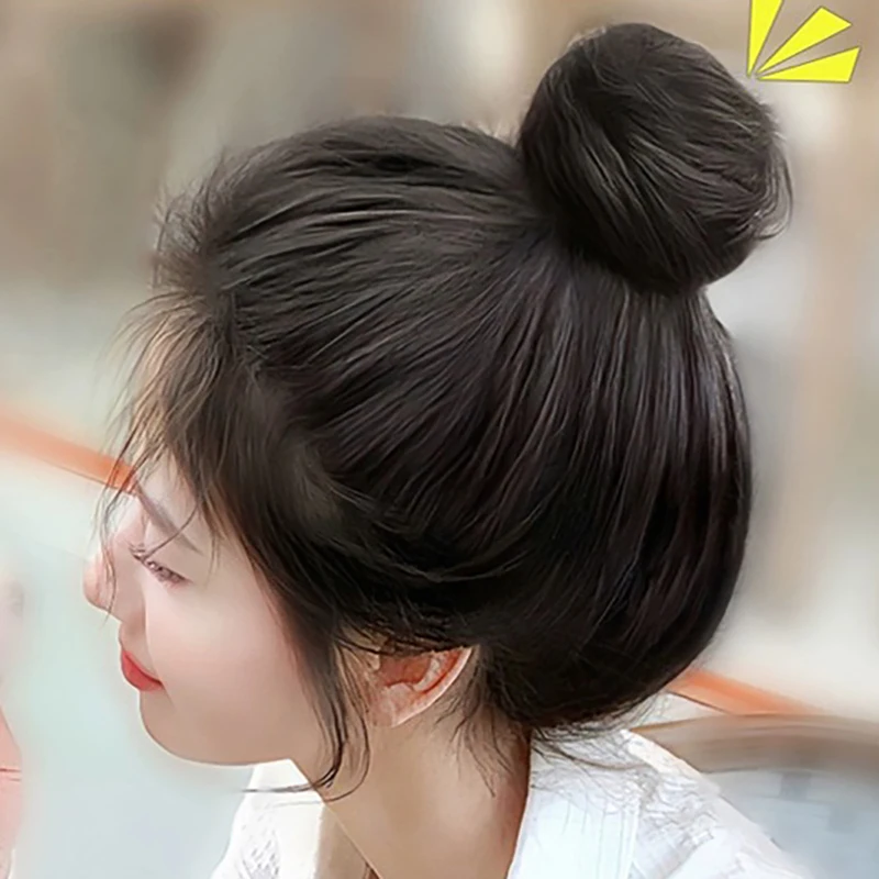 Women Girls Hair Tie Braiding Styling Fluffy Wig Loop Invisible Seamless Bun Natural Synthetic Hair Ring Hair DIY Decoration