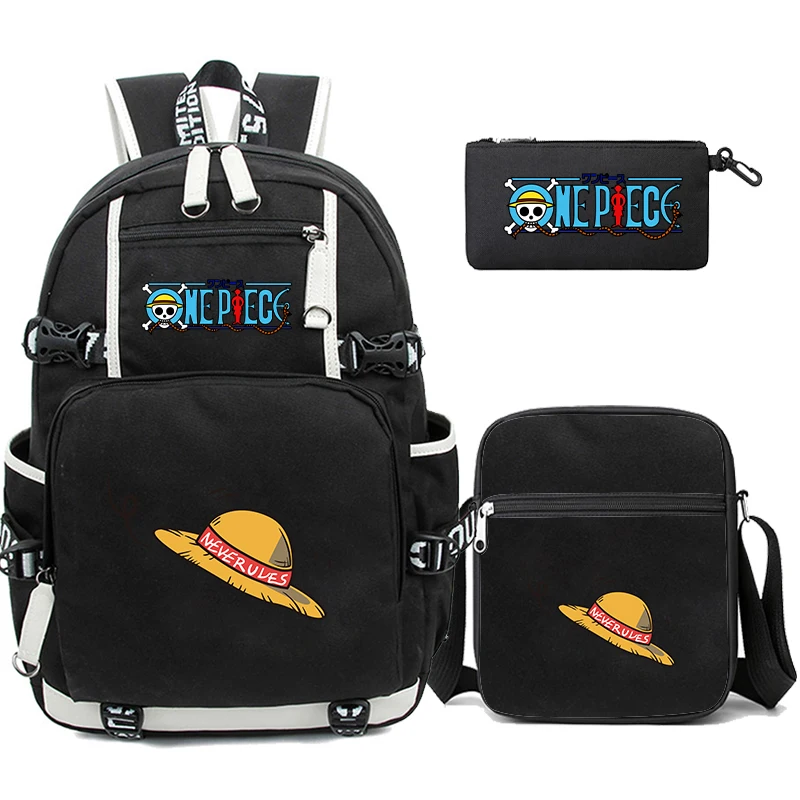 3Pcs/set Anime One Piece Big Capacity Backpack Monkey D. Luffy Teenagers Student Schoolbag Boy Girl Rucksacks Back To School