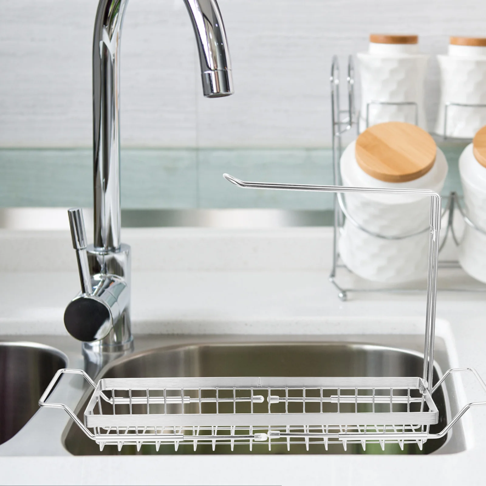 

Telescopic Sink ganizer 304 Stainless Steel able Kitchen Sponge Holder Shelves for Sink Rack Storage Solution