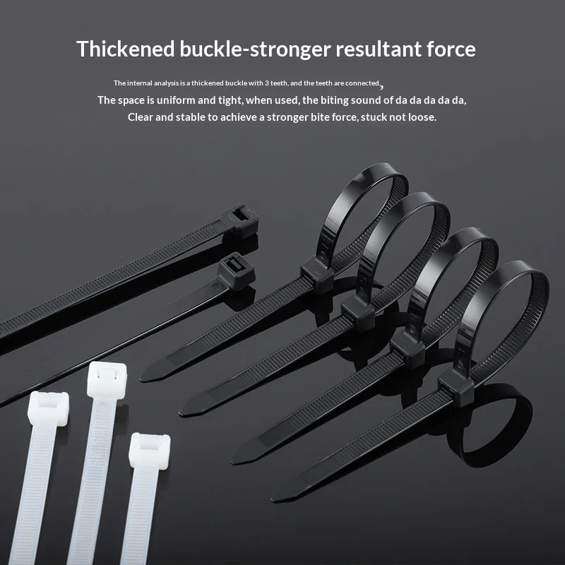 Wear Resistant Nylon Zip Tie with Push Mount Base Self Lock Tooth Fastener Multi Scenario Wire Fixing Accessories for Daily Work