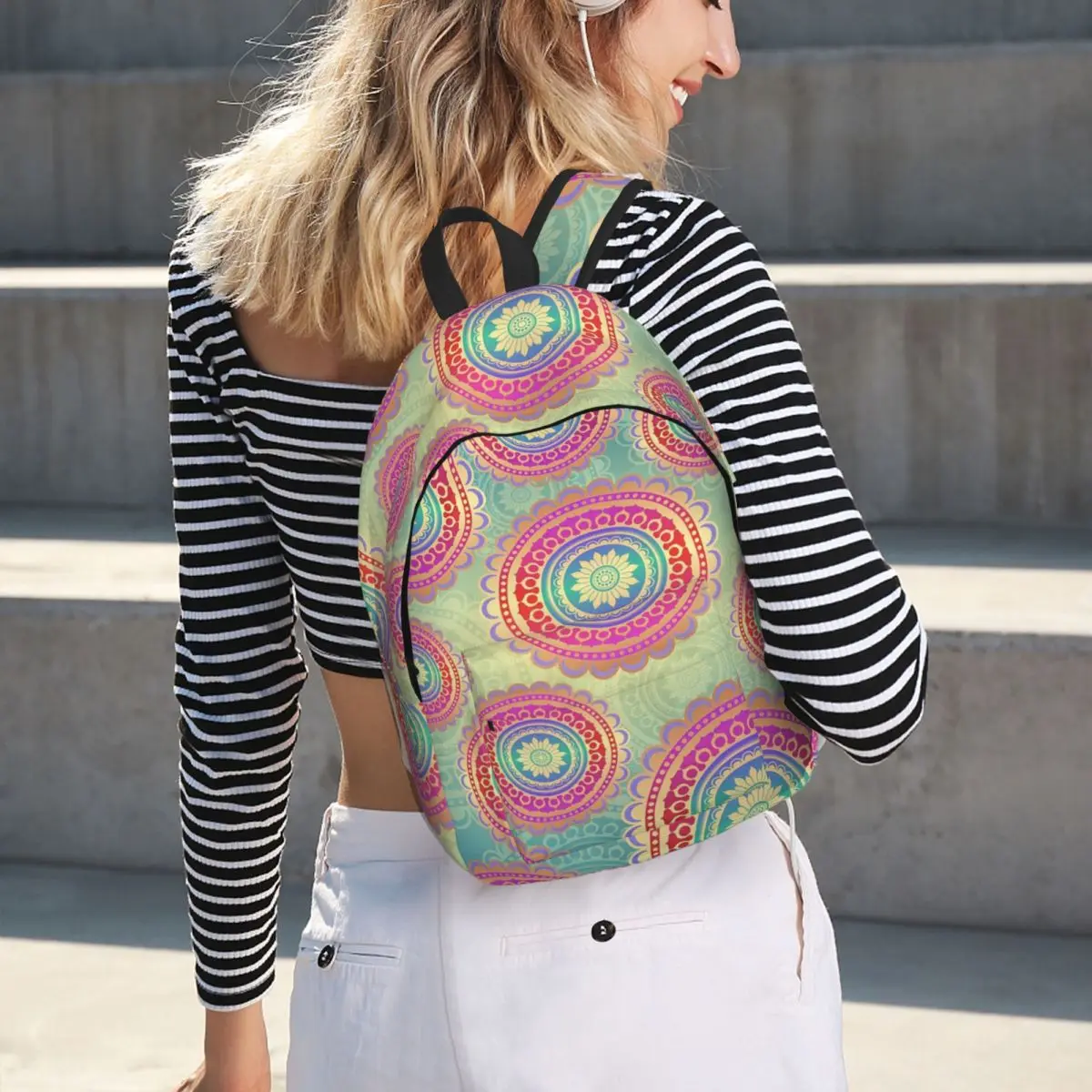 Ornamental Mandala Pattern Backpack Student BookBag Kids School Bag Computer Shoulder Bags for Men Women