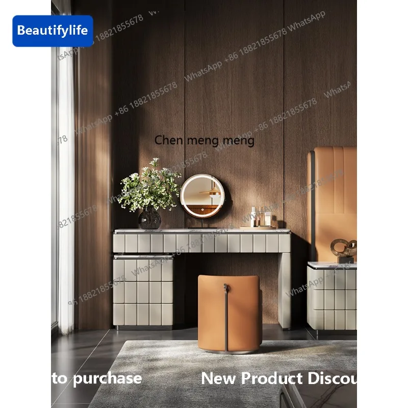 

M183 Italian minimalist dresser, bedroom light luxury high-end leather art storage cabinet integrated