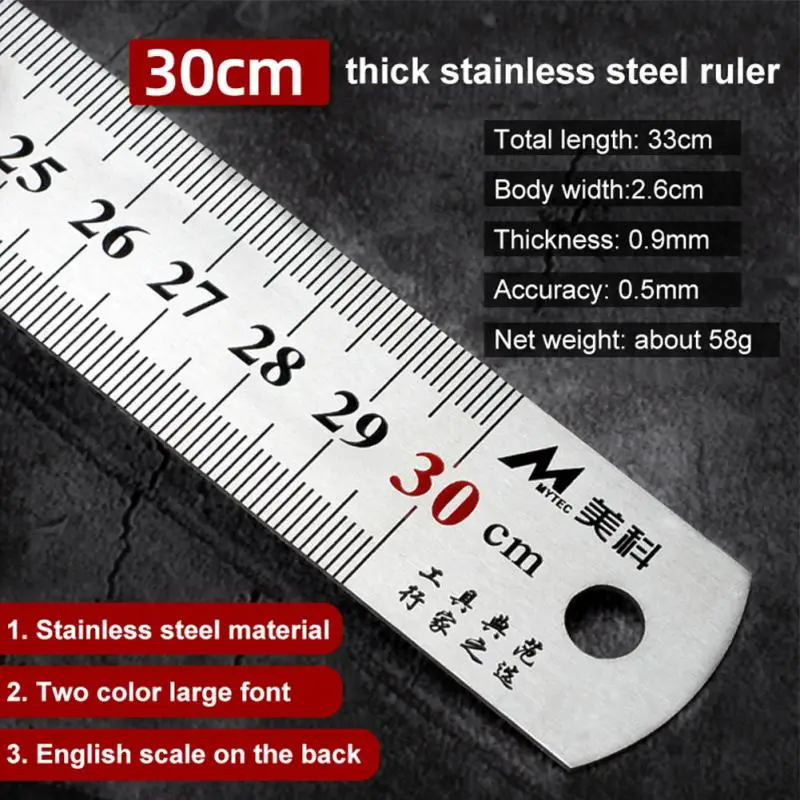 15cm/20cm/30cm/50cm Stainless Steel Double Side Straight Ruler Centimeter Inches Scale Metric Ruler Precision Measuring Tools