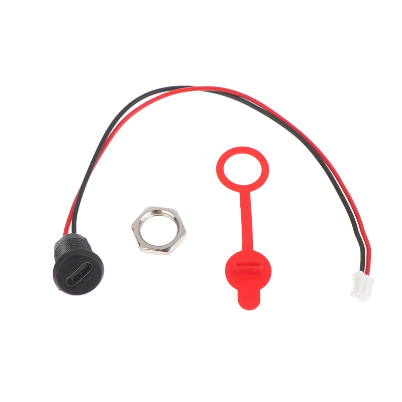 5/8/10Pcs 2Pin Charging Socket Female Mount Adapter USB Type-C Port Charging Interface Socket Female Type C 3A With Cover Caps