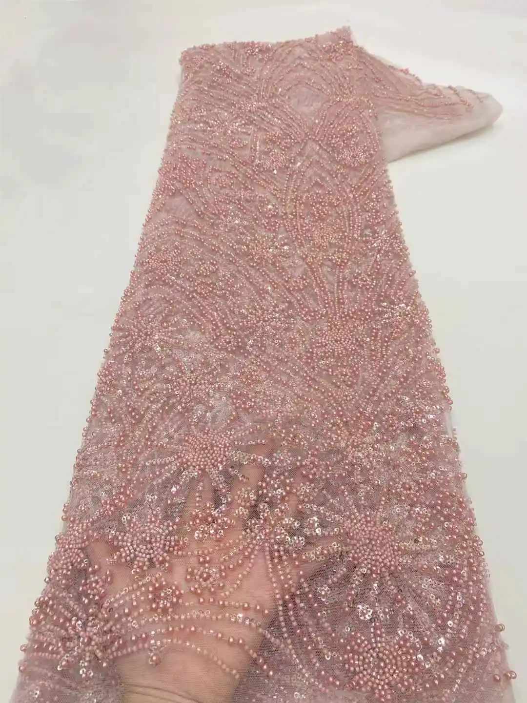 Preto 5 jardas de luxo high-end tecido frisado lantejoulas pesadas tecido bordado moda francês tule malha tecido renda para casamento