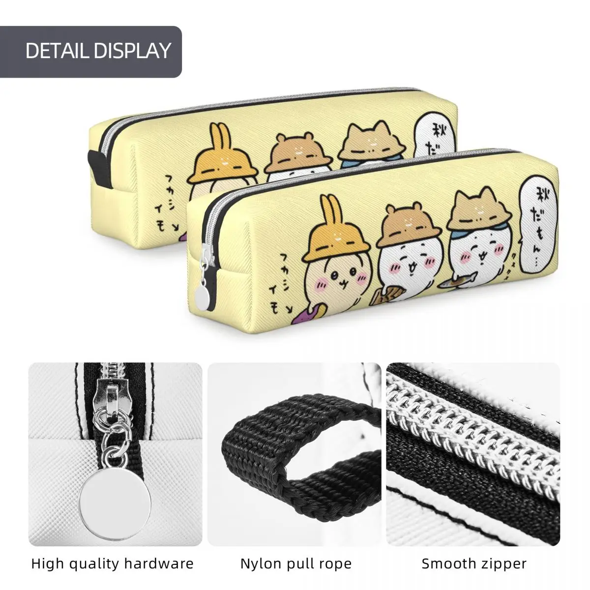 Kawaii chiikawa anime dos desenhos animados lápis caso lápis titular caneta crianças grande capacidade saco material escolar zíper papelaria