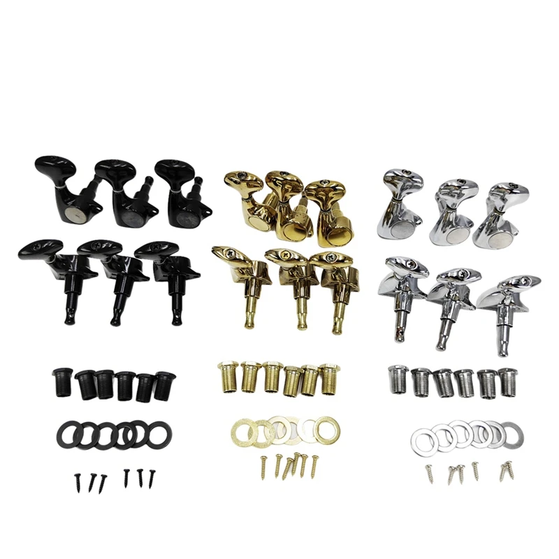 6 Pcs Small Fish-Tail Button Sealed-Gear String Tuning Pegs Tuners Machine Heads For Acoustic Electric Guitar image 4