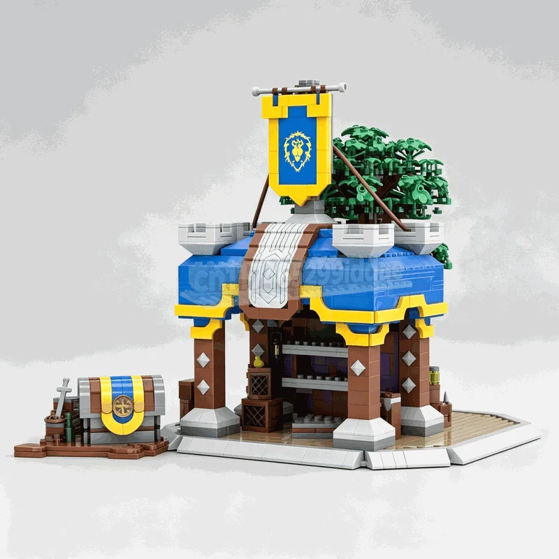 1846PCS Fantasy Trading Post Building Blocks Medieval Market Model DIY Assembly Set Creative Architecture Display Festival Gift