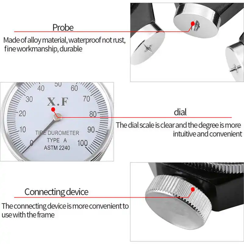 Shore Type A/O/D Rubber Tire Durometer Hardness Tester Meter 0-100 HA Hardness Measurement Tools Durometer Meter