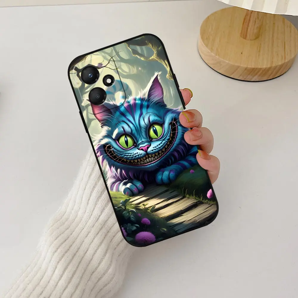 Disney Cheshire Cat Alice in Wonderland Case For Infinix HOT 50 30 30I 20 20S 20I 12 11S 11 10 10S 10I 9 8 Play Black Soft Cover