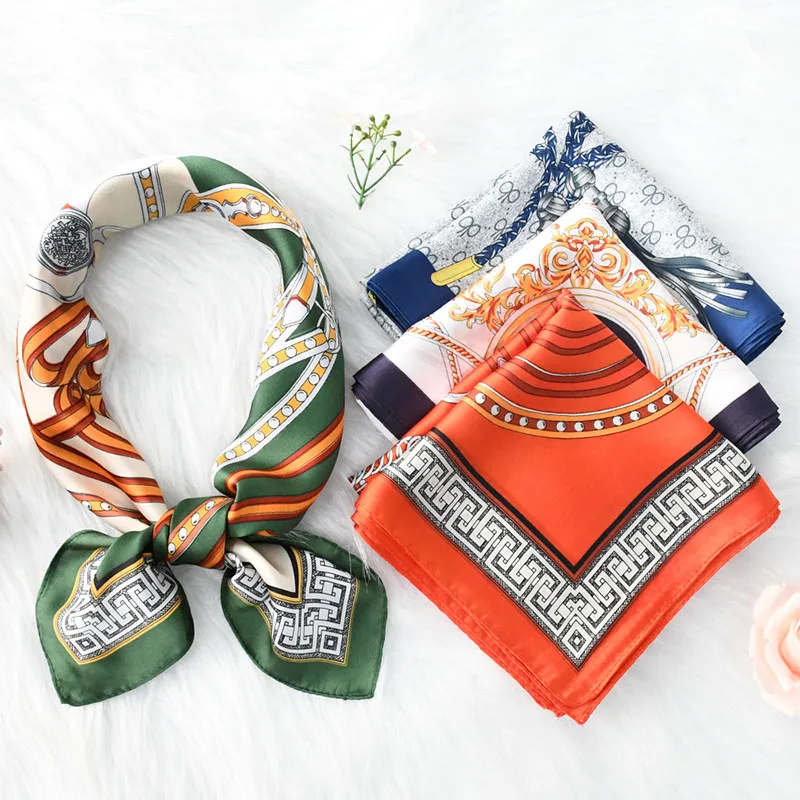 

70cm silk scrf square foulard floral print custom handkerchief women neck luxury high end travel decoration sunscreen bandan