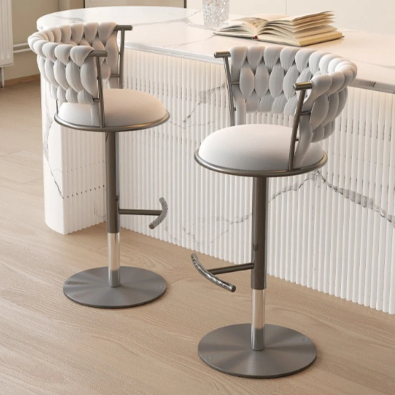 Luxury Designer Bar Chair Ergonomic Ergonomic Makeup Bar Chair Metal Accent Backrest Elegant Taburete Alto Balcony Furniture