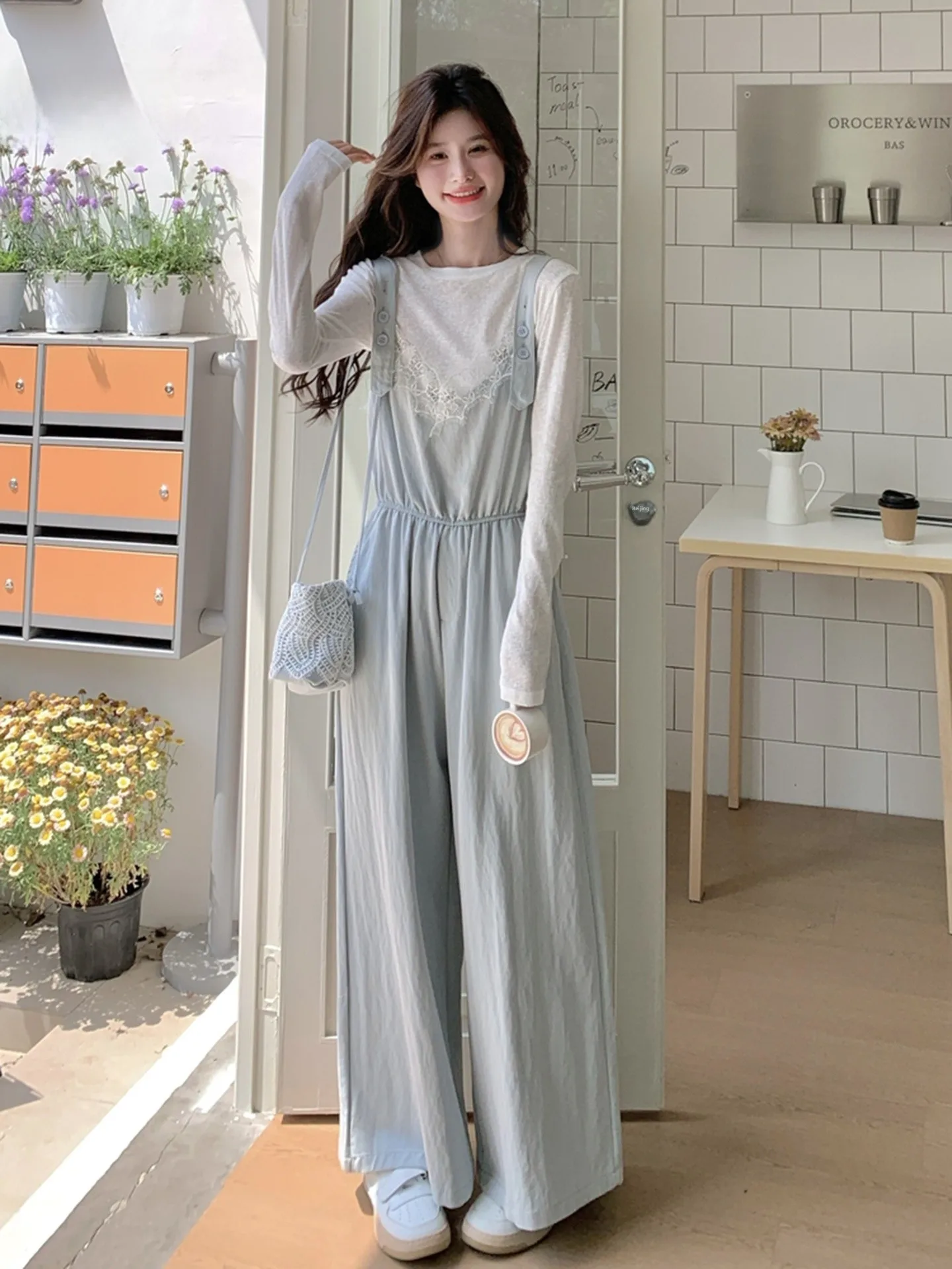 

Синий повседневный женский комплект из двух предметов, лето 2025 г., модные студенческие рабочие orm, длинные брюки ort Sve round Ne Suit