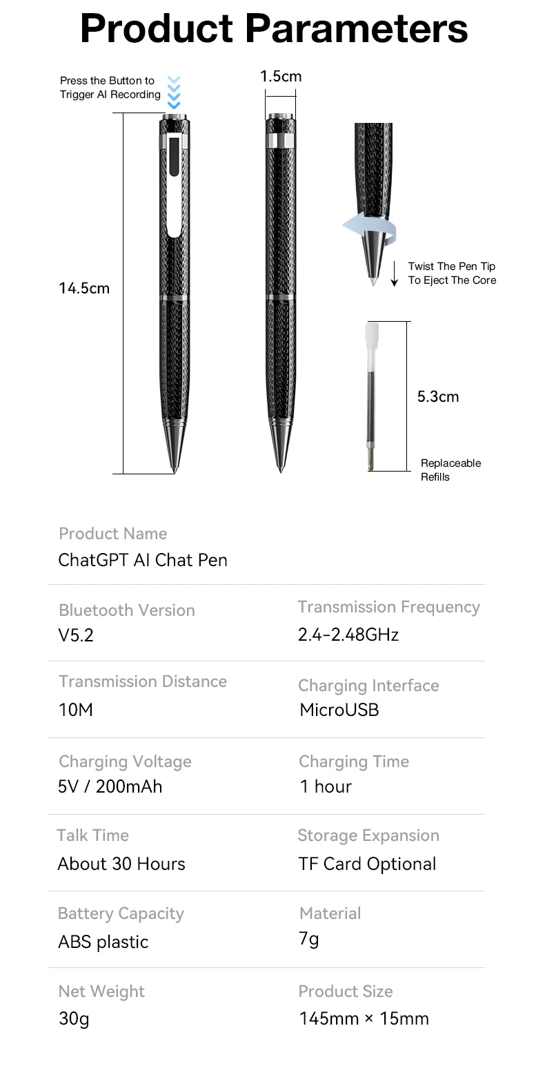 AI Smart Pen with ChatGPT & 52-Language Translation
