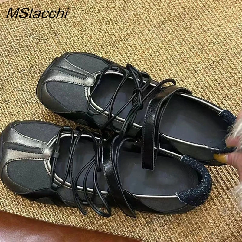 

Новинка 2024, женские балетки на плоской подошве, милые модные повседневные туфли Мэри Джейн на шнуровке в стиле ретро, легкие балетки с петлей на крючках