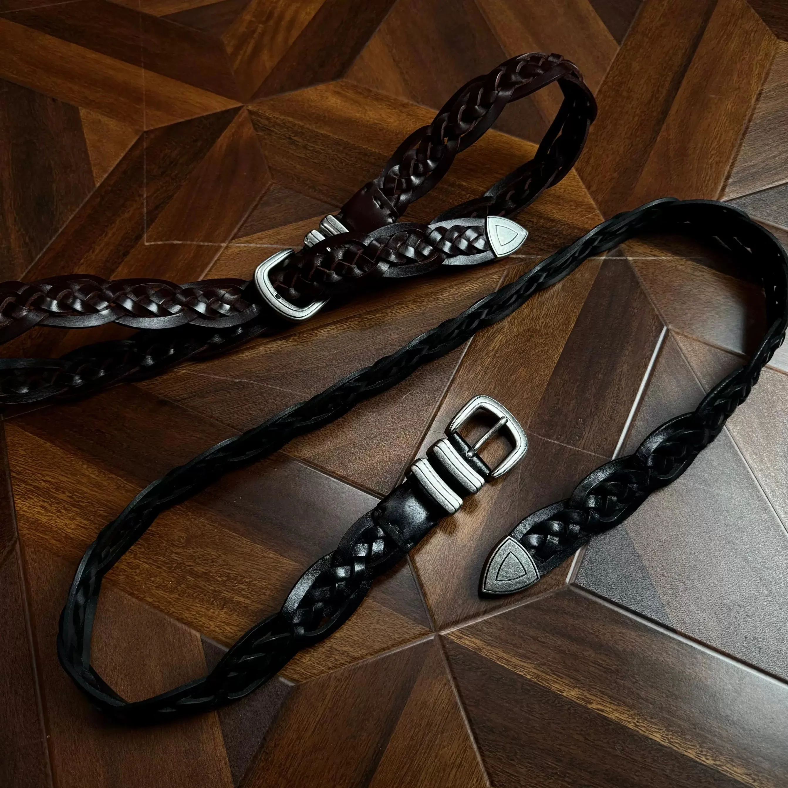 手織りトップレイヤー牛革ベルト-ウエスタンカウボーイスタイル-シルバーバックル-ウェザードハードウェア-シンプルデザイン-カジュアルレザーベルト