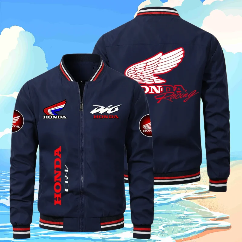 

HONDA Men's Motorcycle Jacket with HONDA Wings HRC Logo, Stylish Windproof Sportswear for Men, Featuring Ribbed Cuffs and Hem fo