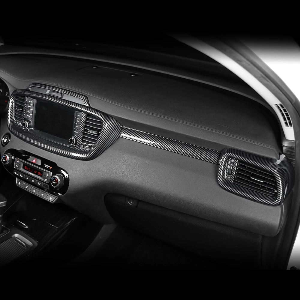Für Kia Sorento 2014-2020 Carbon-Faser Mittelkonsole Lüftungsabdeckung Instrumententafel-Verkleidung Auto-Innendekor Zubehör LHD – Detail 31