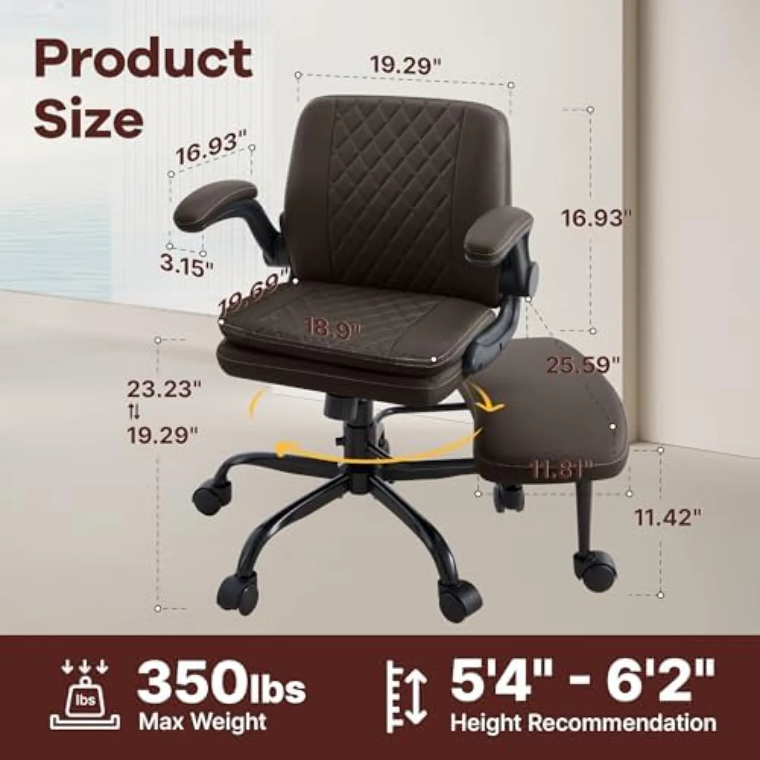 Cross Legged Office Chair,ADHD Criss Cross Desk Chair with Wheels & Stretchable Rotating Footrest,Height Adjustable