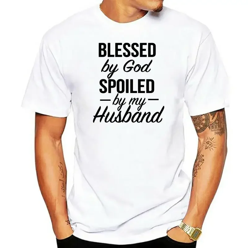 Jesus T-Shirt God Shirts Hubby Wifey Church tops Blessed by God Spoiled by my Husband  Women Tshirts Cotton Casual slogan tees