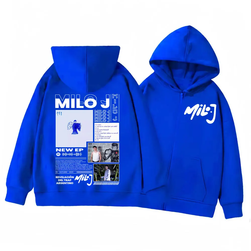 مغني الراب ميلو J 111 ألبوم الجرافيك قلنسوة بسحاب Harajuku الهيب هوب زمم بلوزات الرجال المرأة موضة عادية فضفاض البلوفرات #4