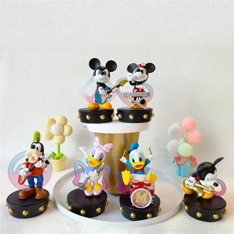 

6pcs/set Mickey Minnie Band Figurines Donald Duck Daisy Cartoon Resin Model Desktop Decoration Creative Movie Peripherals Gift