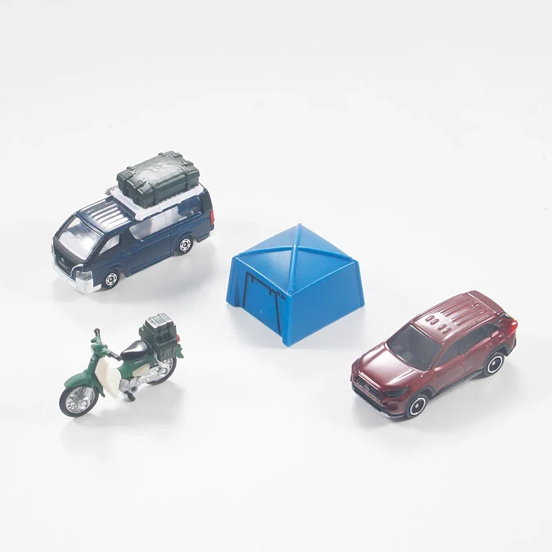 Takara Tomy Tomica Camping Set 3pcs/set Toyota Hiace Honda Cub Motorcycle Mini Die-cast Car Model Kids Toys Christmas Gift