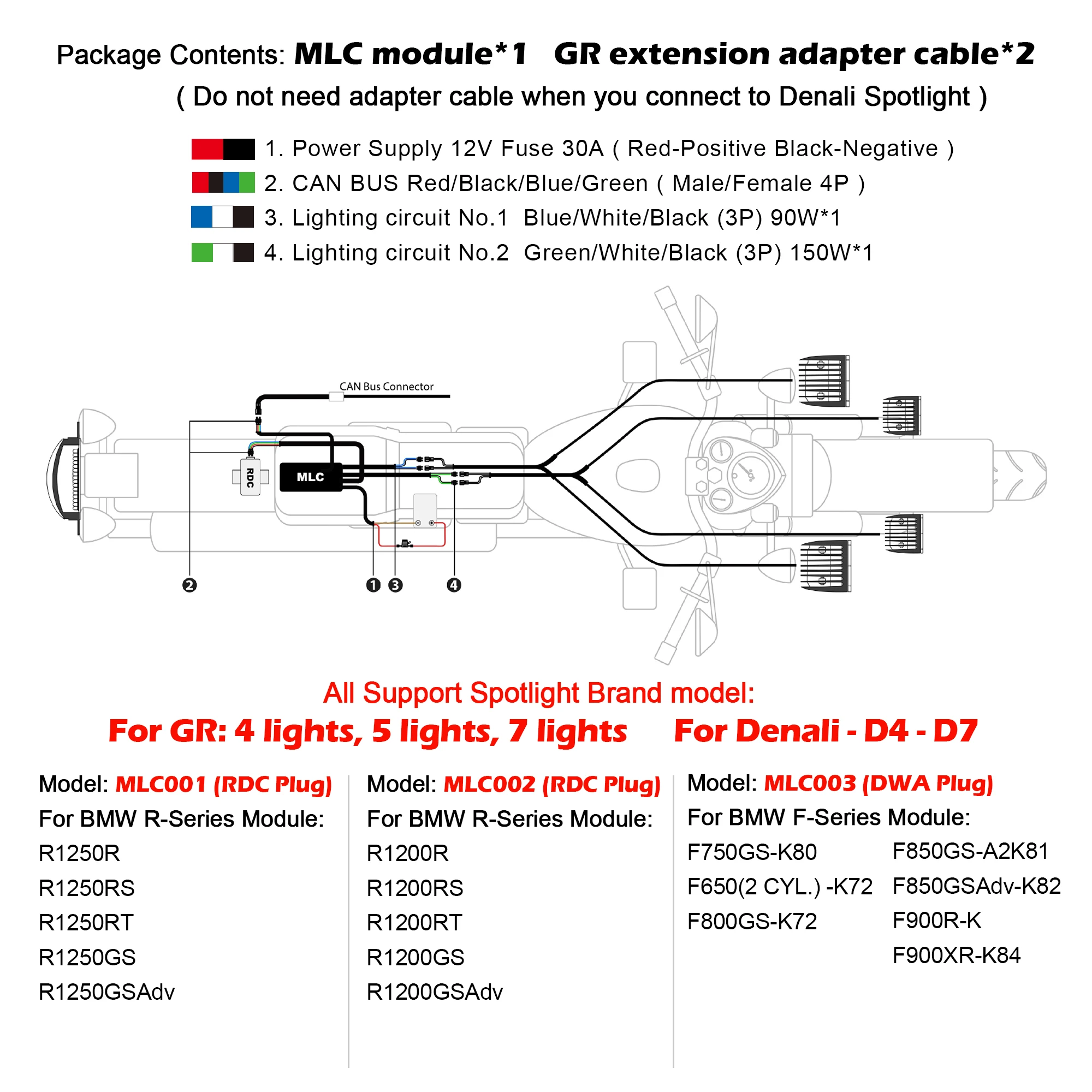 WOYO MLC001 Motorcycle Light Controller Lighting Control Main Cable forBMW R1250R R1250RS R1250RT R1250GT R1250GSAd