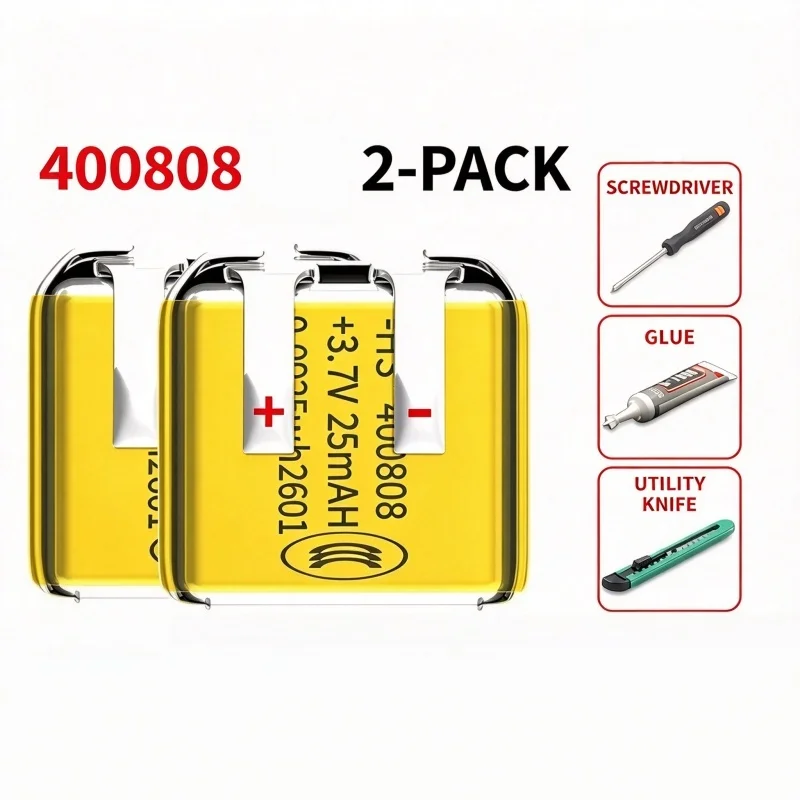 400808 3.7V 25mAh Lithium Polymer Battery Rechargeable Li-po Cell for TWS Bluetooth Earphone Headset