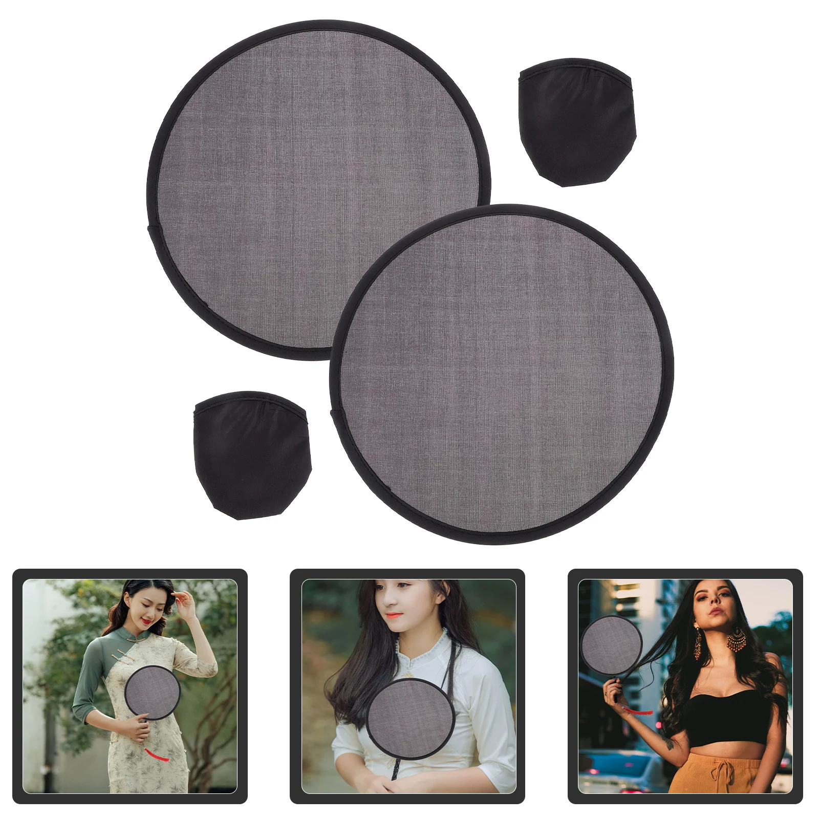 

2pcs Portable Folding Handheld Round Fan Compact Lightweight Foldable Fan For Summer Travel Outdoor Performance Cooling