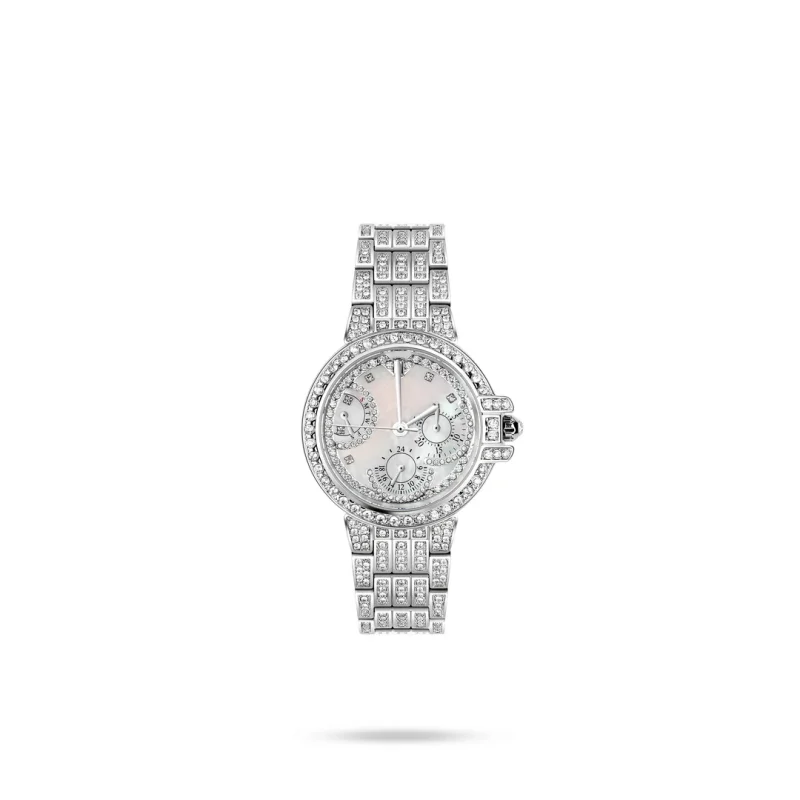 BELLUX Copper Alloy Synthetic Zircon Bracelet Watch Brilliant Heart White Shell Full Diamond Luxury Fashion Watch