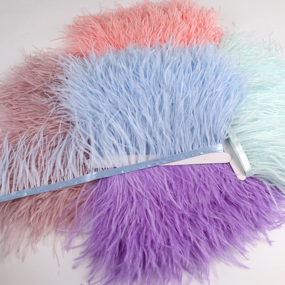 10Meters Ostrich Feathers Fringe Trim for Needlework and Handicrafts Feather Dress Accessories Plumes Fringes for Clothes