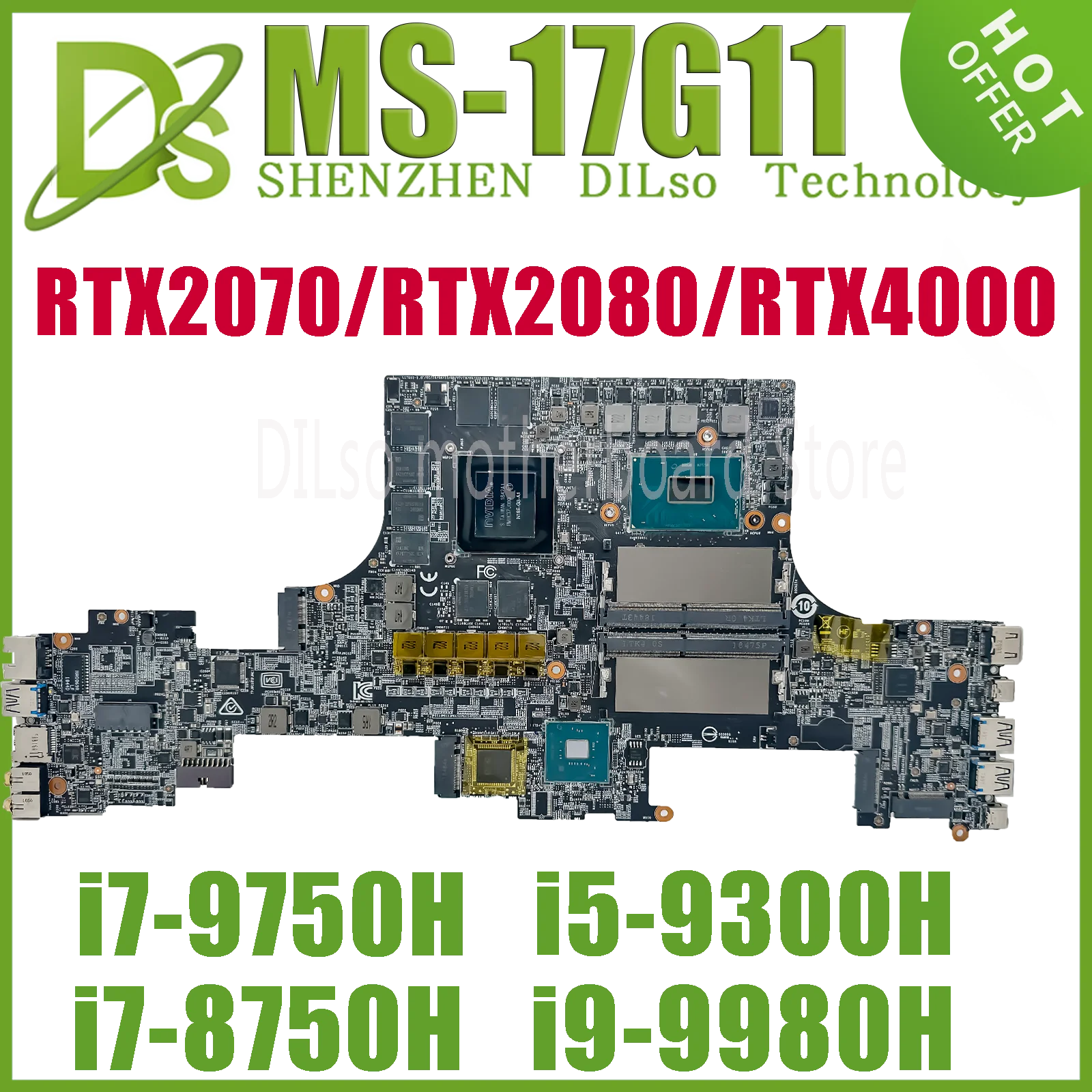 Imagem -02 - Mainboard para Msi Gs75 Stealth Ms-17g1 Laptop Motherboard I78750h I9-9880h I7-9750h Rtx2080 Rtx2060 Rtx2070 Rtx3000 Ms17g11