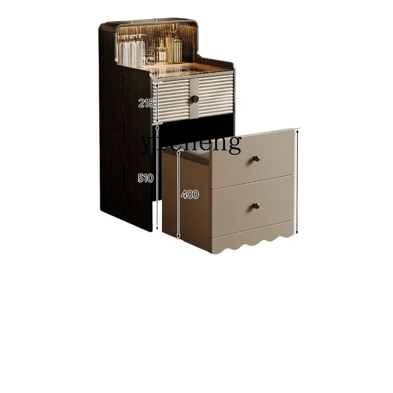 

Apartment Dressing Table Bedside Table Integrated Solid Wood Ultra-Narrow Storage Makeup Table Bedroom with Fingerprint Lock