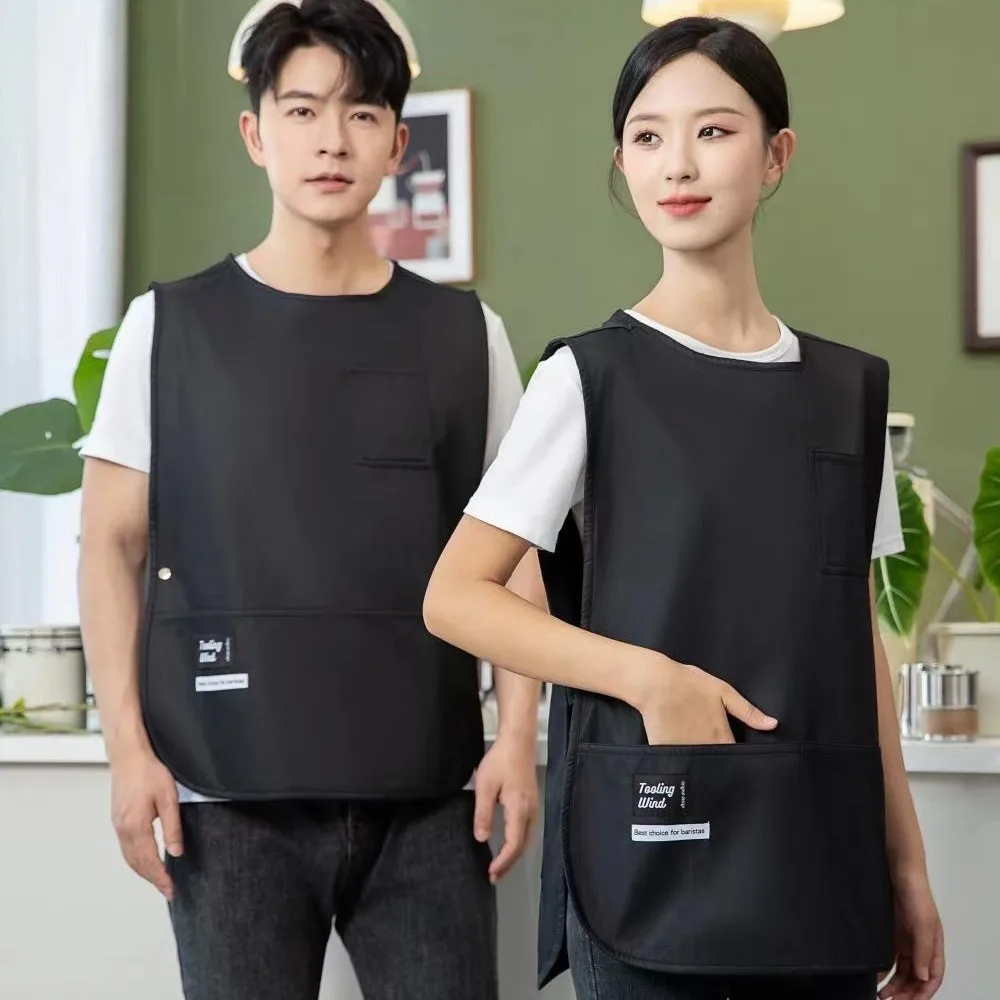 

Waterproof Stain-Resistant Apron Nylon Vest Style Breathable Sleeved Apron Anti Dirty Multipurpose Coffee House Uniform