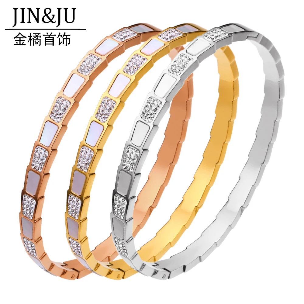 

JIN&JU Luxury Brand Bracelet For Women Bangles Stainless Steel Jewelry Pulseras браслеты Hа Pуку Bijoux Acier Inoxidable Femme