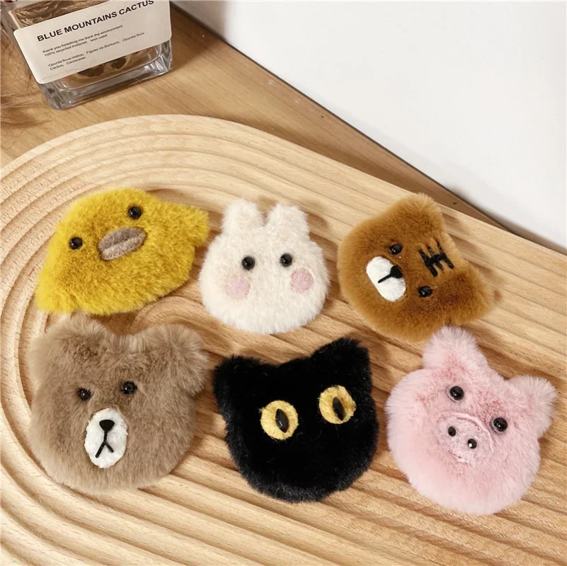 Cute Cartoon Animal Rabbit Hairpin Korean New Barrettes Winter Plush Tiger Bangs Clip Headwear Kids Hair Accessories for Women