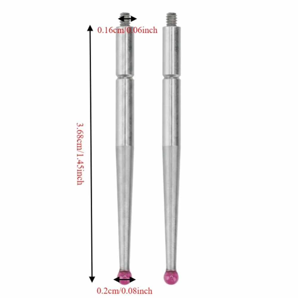 2pcs Stainless steel Dial Gauge Needle 2mm Diameter M1.6x0.35 Thread Indicator Probe Ruby Ball Tip Silver Measuring Insert - view 6