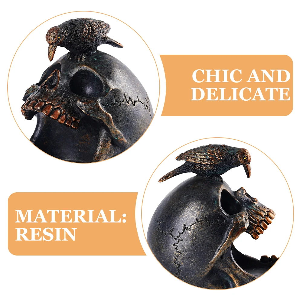

Skull Crow Halloween Decoration Resin Storage Tray Jewelry Holder Ring Earring Organizer Halloween Party Table