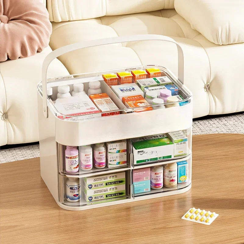 Large Capacity Home Medicine Box Transparent Medical Storage Box Multifunctional Portable Storage Box First Aid Box