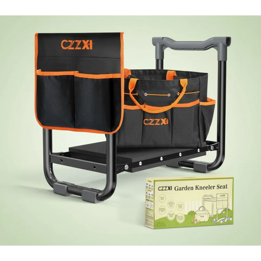 

Heavy Duty Garden Kneeler Seat with Tool Pouch, Foldable Gardening Stool for Women Seniors Outdoor Use