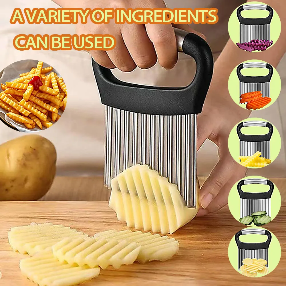 2 pcs Stainless steel French fries knife vegetables wrinkle knife cut potatoes cut cucumbers cut carrots vegetables kitchen gadgets.