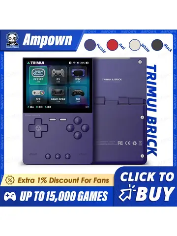 TRIMUI BRICK Handheld Game Console 3.2'' IPS Screen Linux System Trimui UI Metal Back Panel Key LED Lighting Free Keycap Gifts