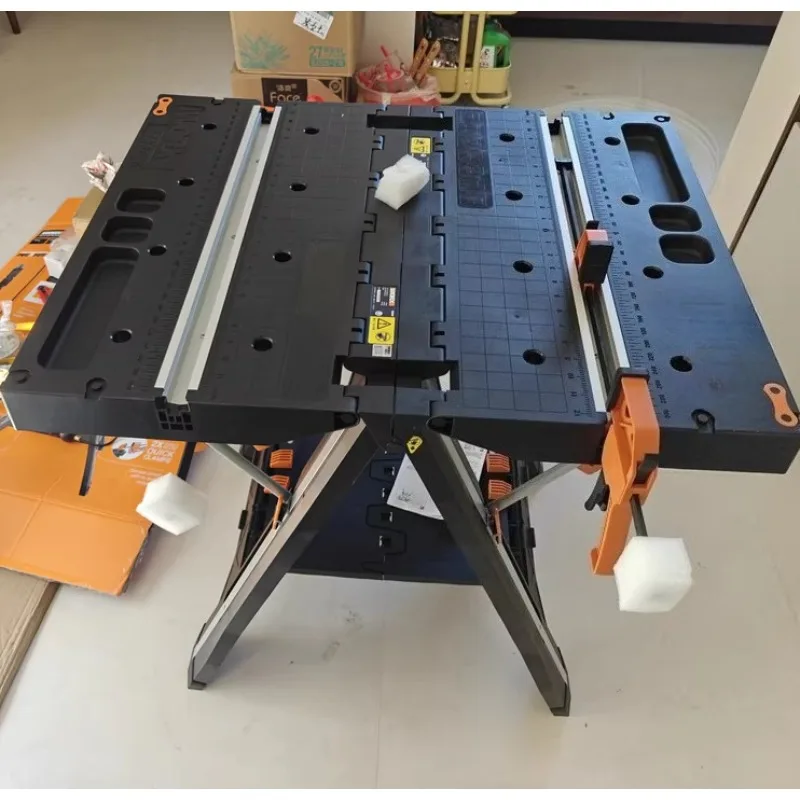 Portable Folding Work Table Saw Station Multi Function Woodworking Bench with Stand for Jobsite DIY
