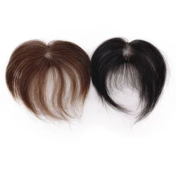 6 Polegada marrom mini cabelo humano topper 15cm couro cabeludo topo franja de cabelo 5x5cm peruca feminina com um corte bang base de pele seda franja hairpieces