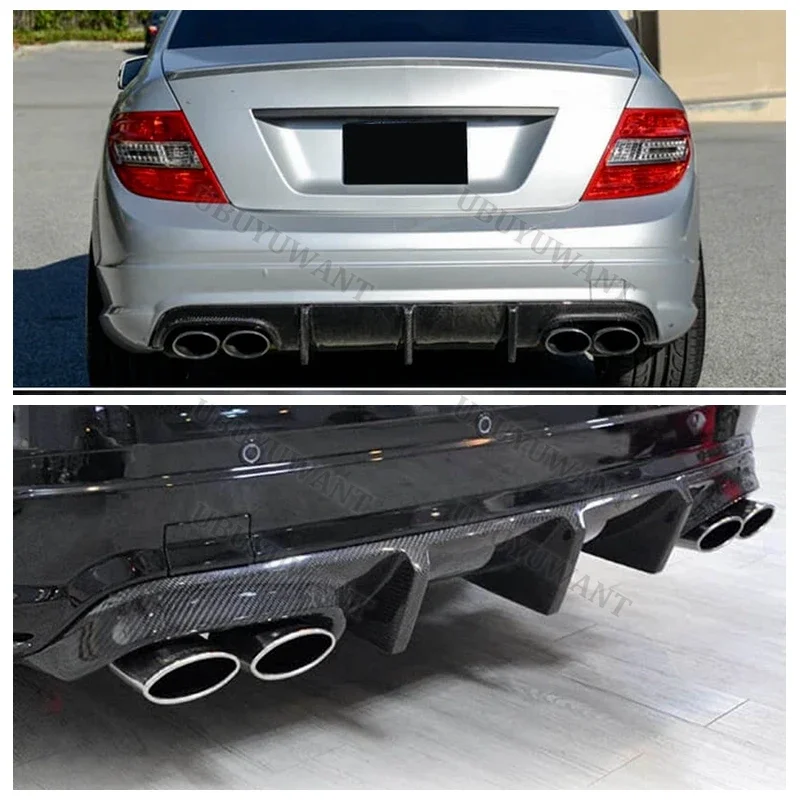 Für Benz-Benz W204 C180K C200 C260 C300 Heckdiffusor Lippe 2004-2013 Kohlefaser Auto Auspuff Splitter Spoiler Platte