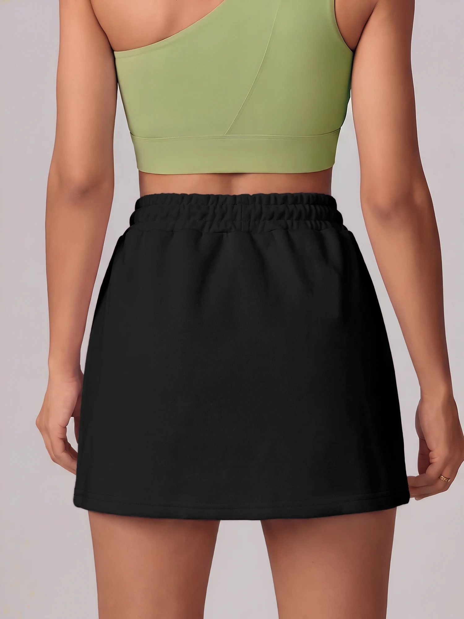 Breathable Soft Fabric Sports Skort For Women Elastic Drawstring Waist A Line Mini Sweat Skirt Gym Daily Training Skirt