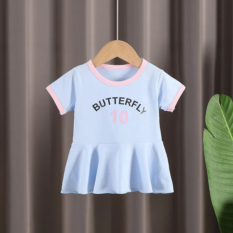 Summer Newborn Girls Short Sleeve Baby Dresses Flying Sleeve Dress Korean Cotton Infant Children\'s Clothing