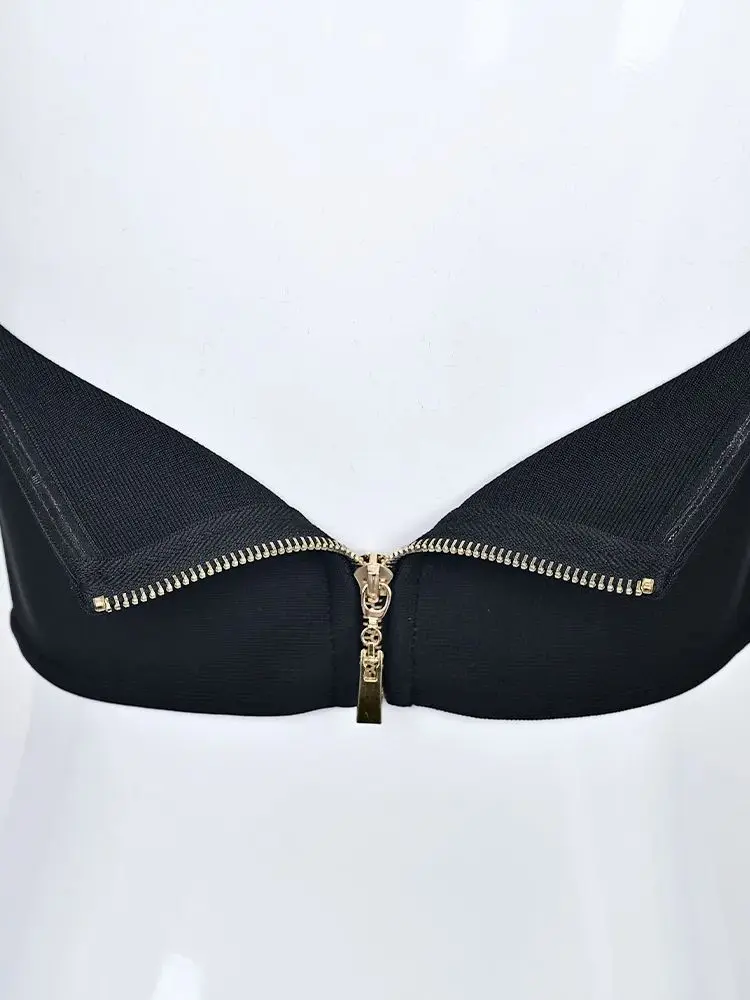 قطع علوية صغيرة للغاية بدون حمالات باللون الأسود موضة جديدة مثيرة بأشرطة علوية قصيرة للفتيات في شارع العليا للحفلات والنوادي XL 2025 للنساء