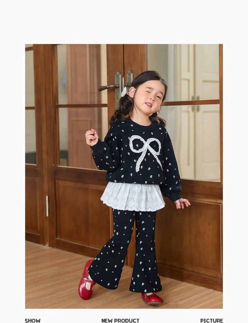 RAISE 2-8 Jahre Kinder Mädchen Zweiteiliges Outfit Herbst Kinder Mädchen Schleifen-Sweatshirt Trainingsanzüge 2026 Spitzenbesetzte Schlaghose Outfits – Detail 26